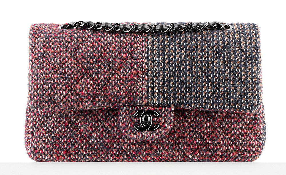 Chanel Classic Flap Bag Tweed Red 3400