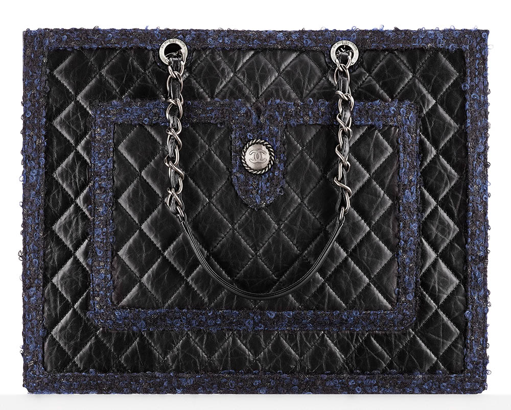 Chanel tweed sales shopping bag