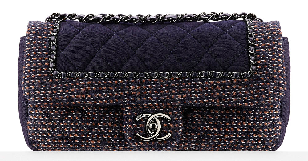 Chanel Small Jersey and Tweed Flap Bag Purple 3500