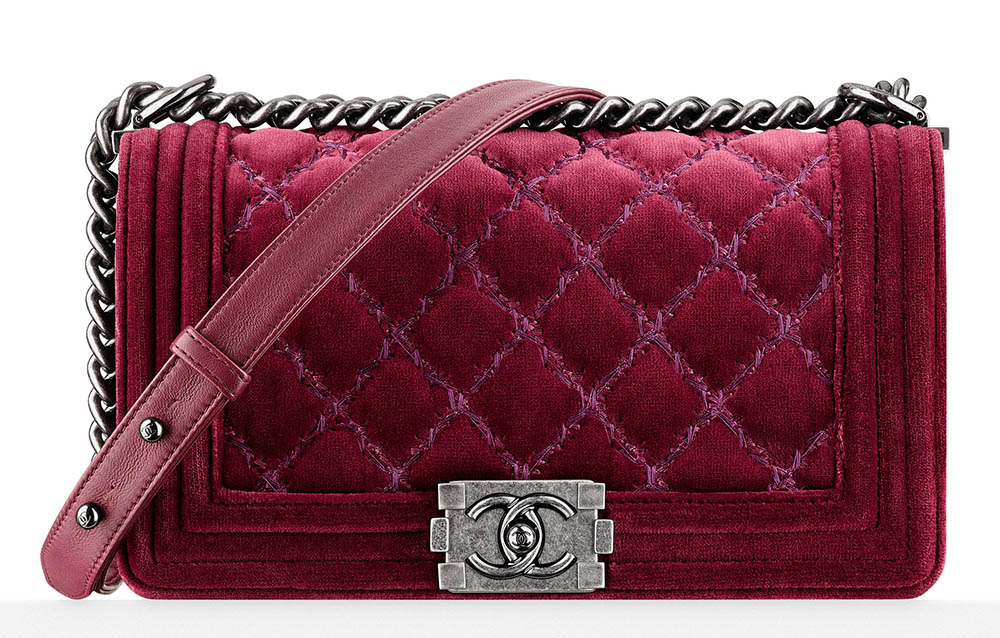 Chanel Velvet Boy Bag Burgundy 3700