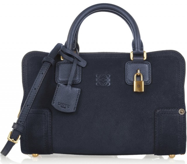 Loewe Amazona Small Denim-effect Suede Tote