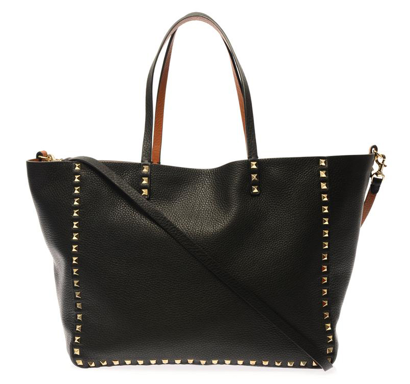 Valentino Rockstud Double Reversible Tote Black