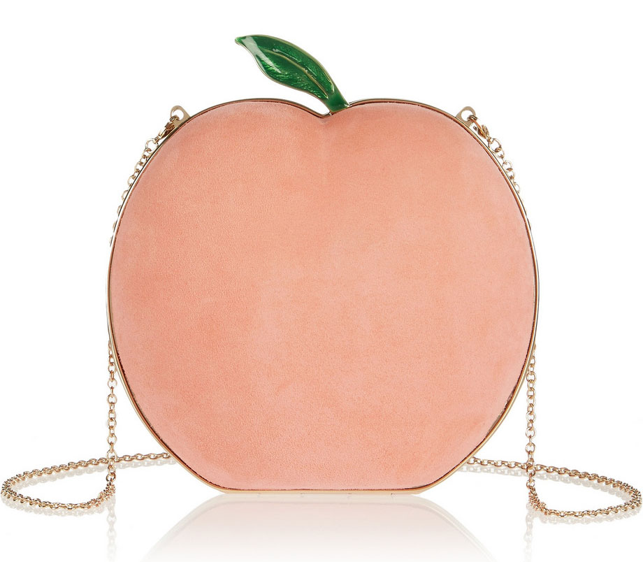 Charlotte Olympia What a Peach Suede Clutch