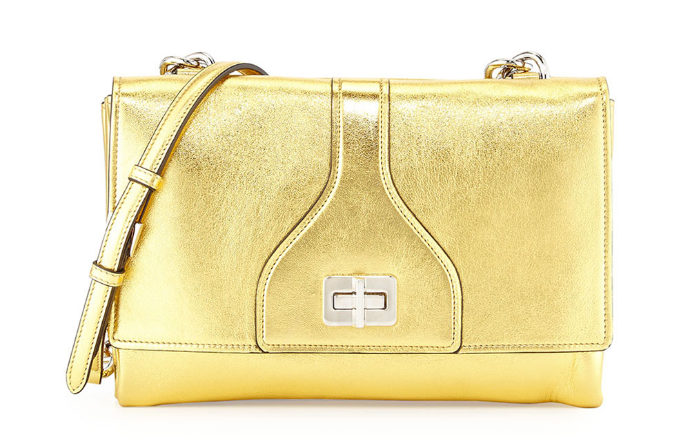 Prada Vitello Soft Chain Shoulder Bag Gold