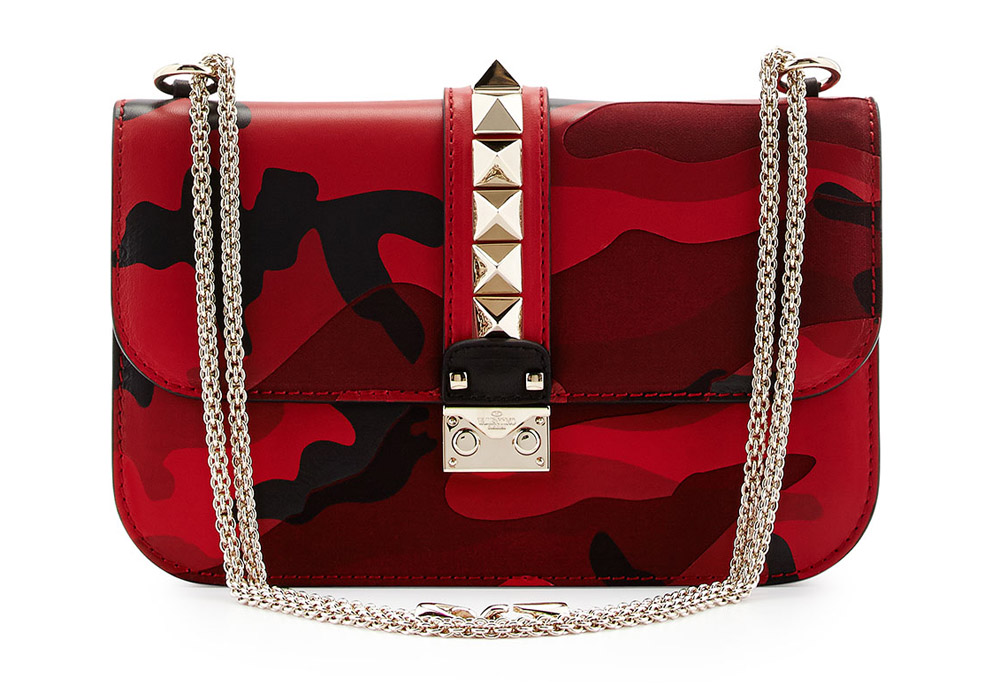 Valentino Camo Rockstud Rouge Absolute Lock Bag