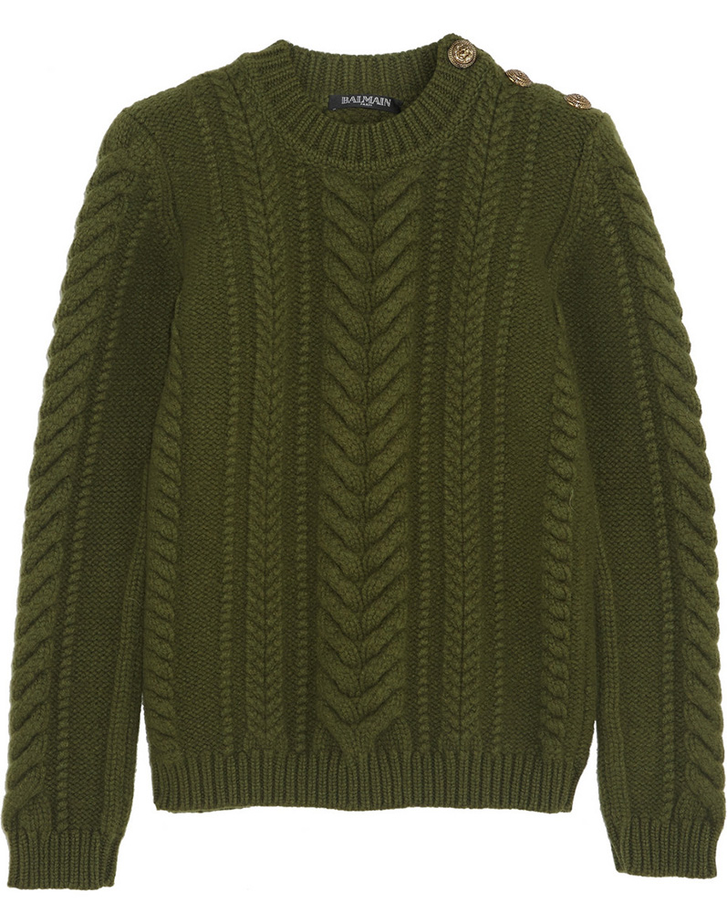 Balmain Cable Knit Wool Sweater