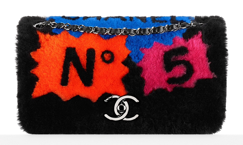 Chanel Patchwork Shearling Flap Bag Black 5900