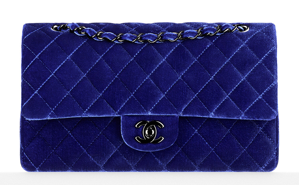 Chanel Velvet Classic Flap Bag Blue 3700