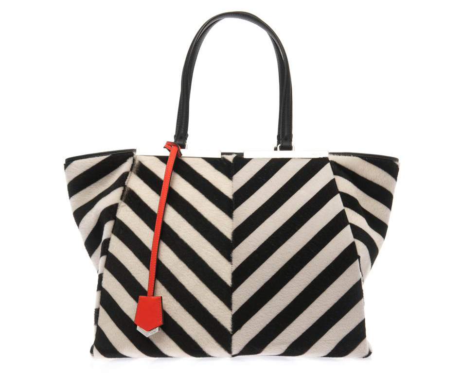 FENDI 3Jours trapeze wing calf-hair tote