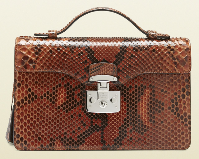 Gucci Lady Lock Python Briefcase Clutch