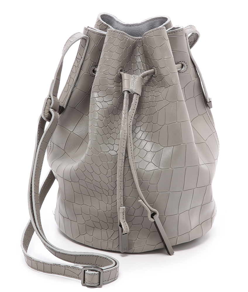 Halston Heritage Croc Embossed Bucket Bag