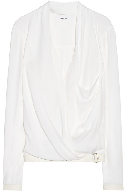 Helmut Lang Morse Crepe Wrap-effect Top