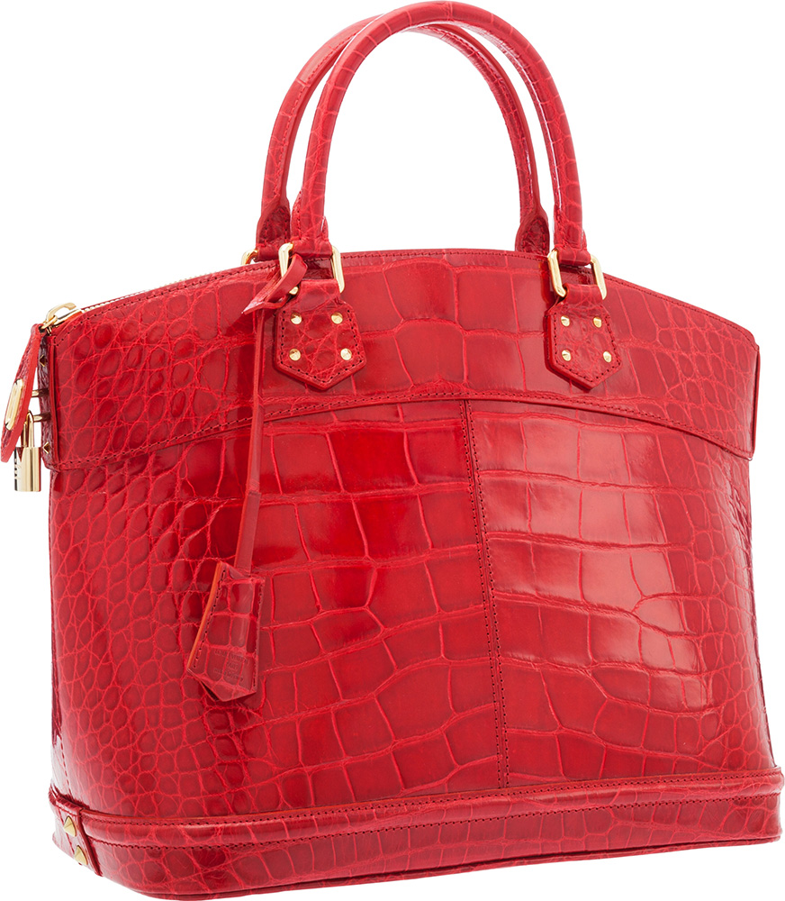 Louis Vuitton Red Alligator Lockit MM Bag
