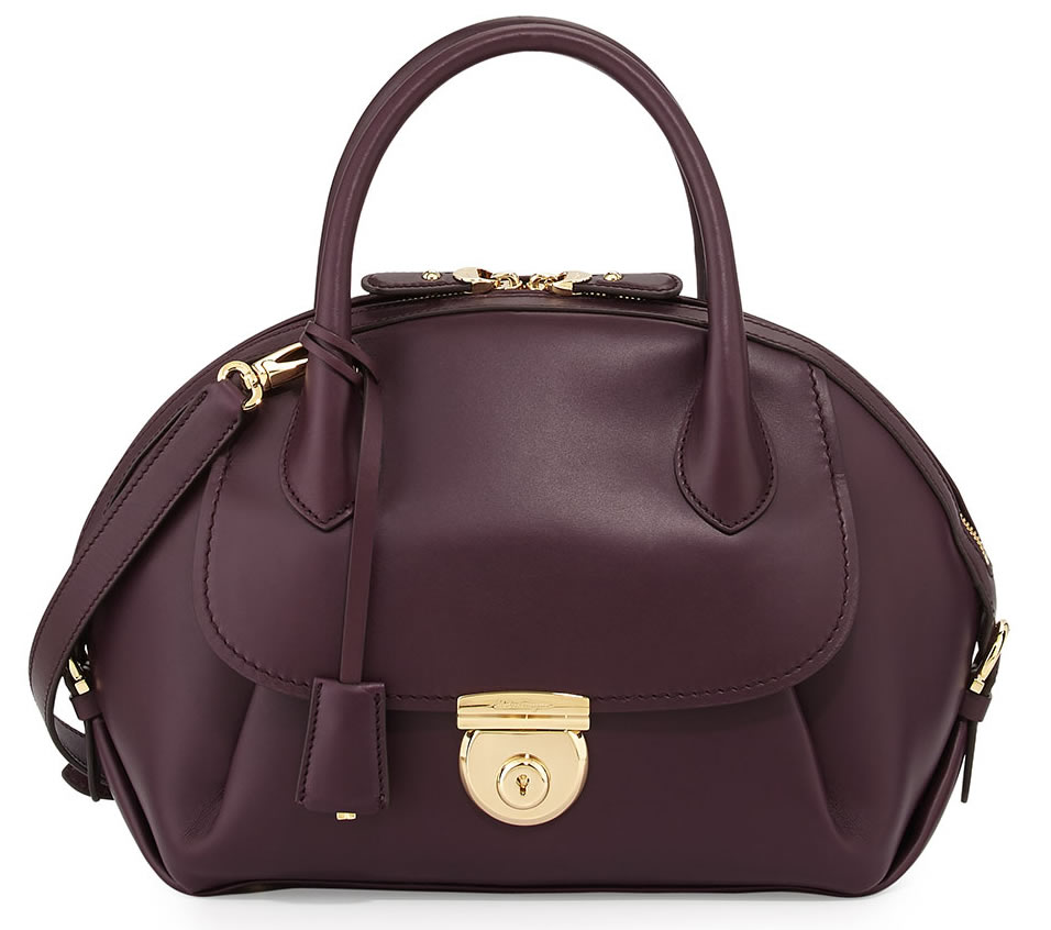 Salvatore Ferragamo Fiamma Domed Satchel Bag