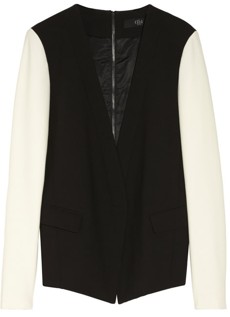 Tibi Anson Two-tone Stretch-crepe Blazer