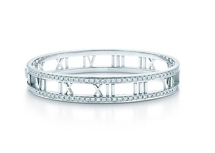 Tiffany and Co. Atlas Bangle in White Gold and Diamonds