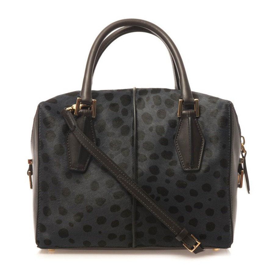 Tod's D-Cube Small Leopard Hair Calf Satchel