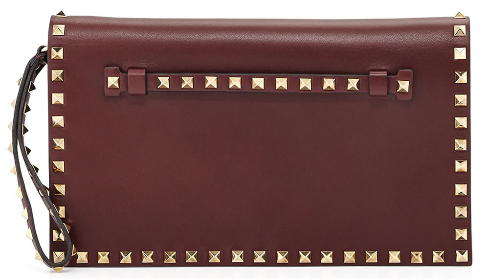 Valentino Rockstud Leather Flap-Top Clutch Bag