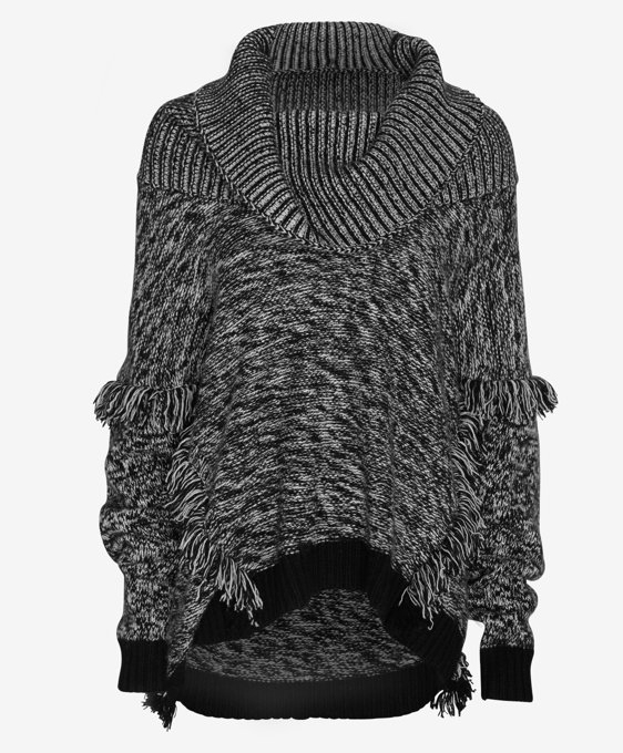 Exclusive for Intermix Fringe Detail Marled Turtleneck