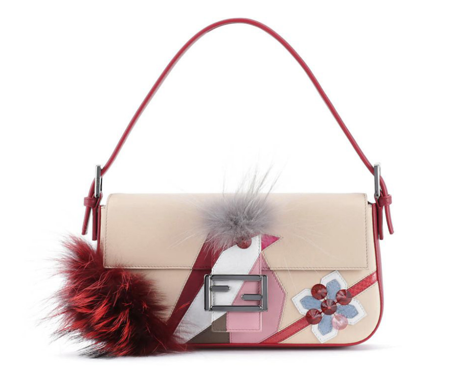 Fendi Fur-Trimmed Bird Baguette