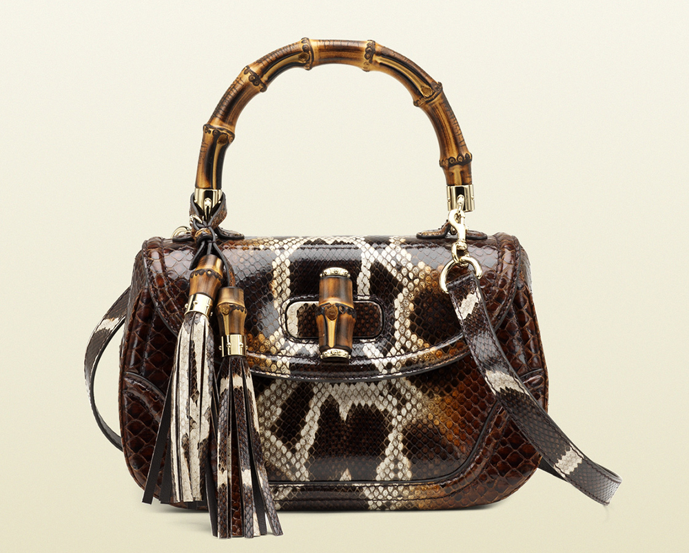 Gucci Python Bamboo Top Handle Bag