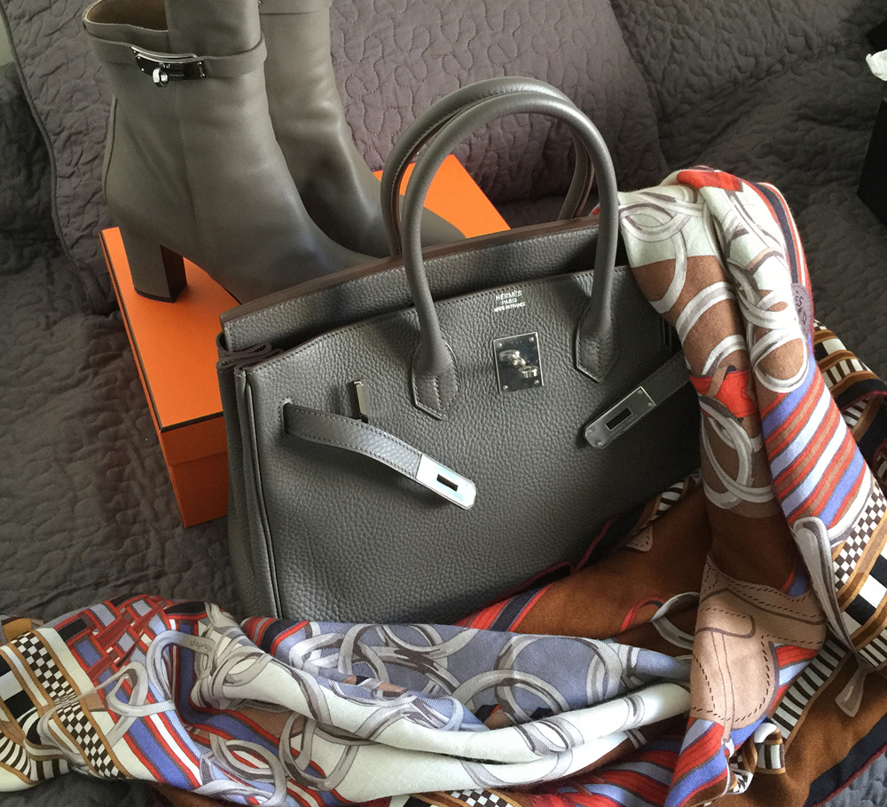 Hermes Birkin Boots and Scarf