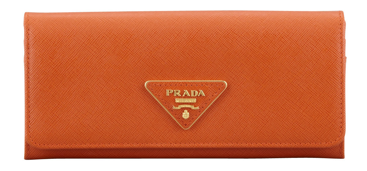 Prada Saffiano Triangle Continental Flap Wallet