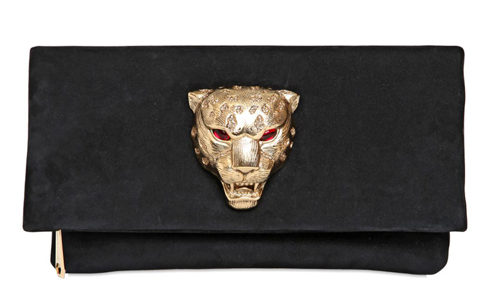 Roberto Cavalli Suede Panther Clutch