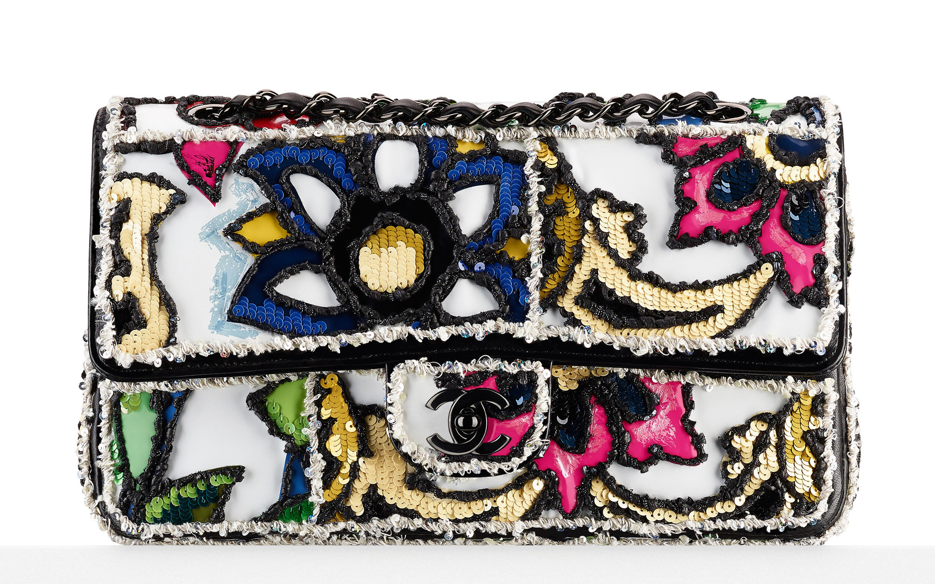 Chanel Flower Embroidered Classic Flap Bag