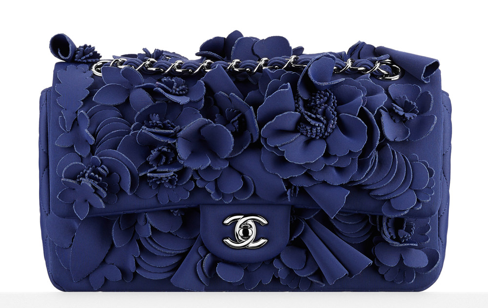 Chanel Neoprene Flower Embellished Flap Bag