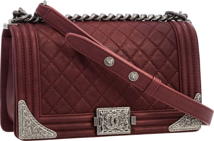 Chanel Paris-Dallas Collection Burgundy Quilted Leather Boy Bag