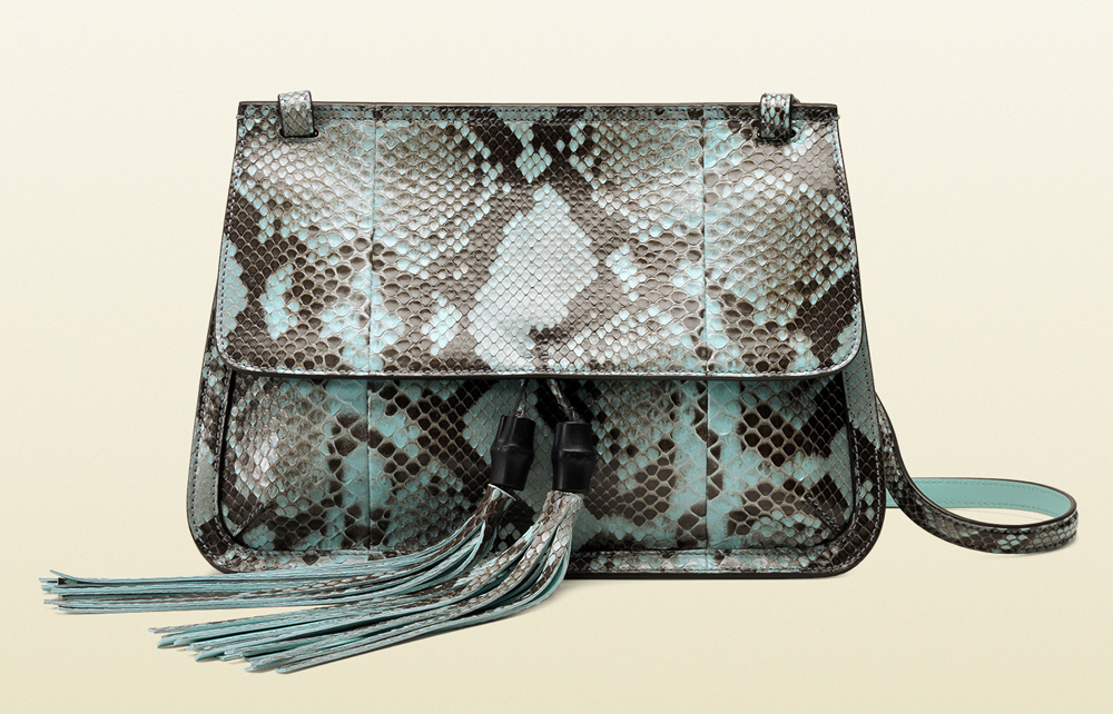 Gucci Bamboo Daily Python Flap Shoulder Bag