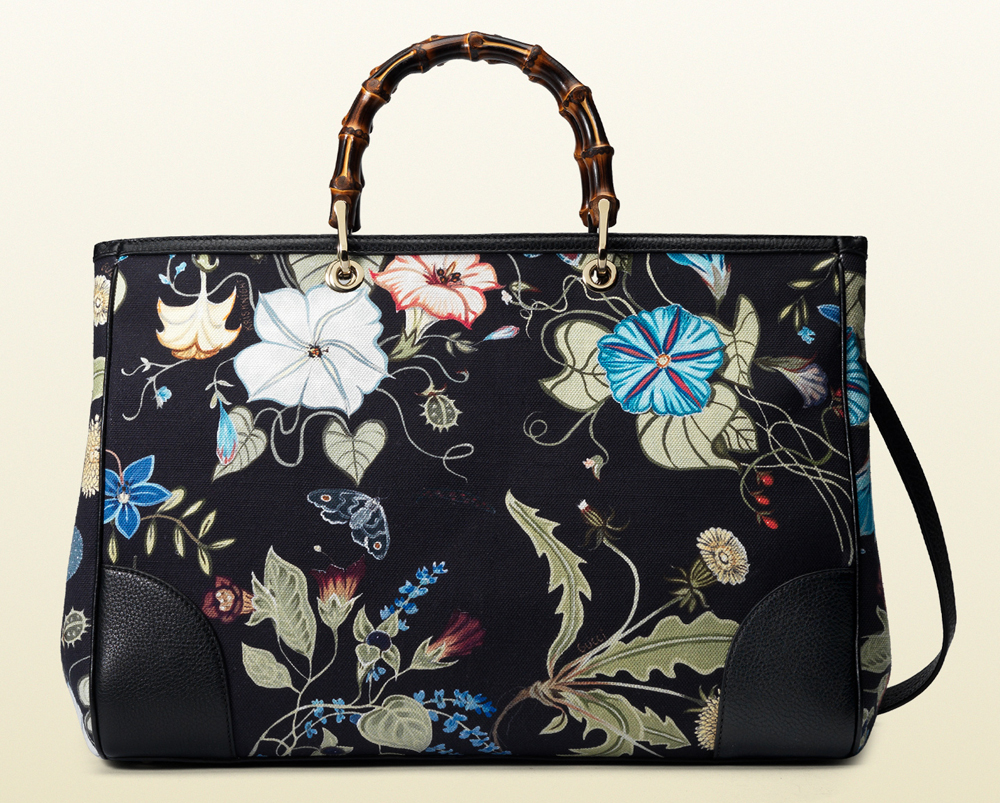 Gucci Bamboo Flora Knight Shopper Tote