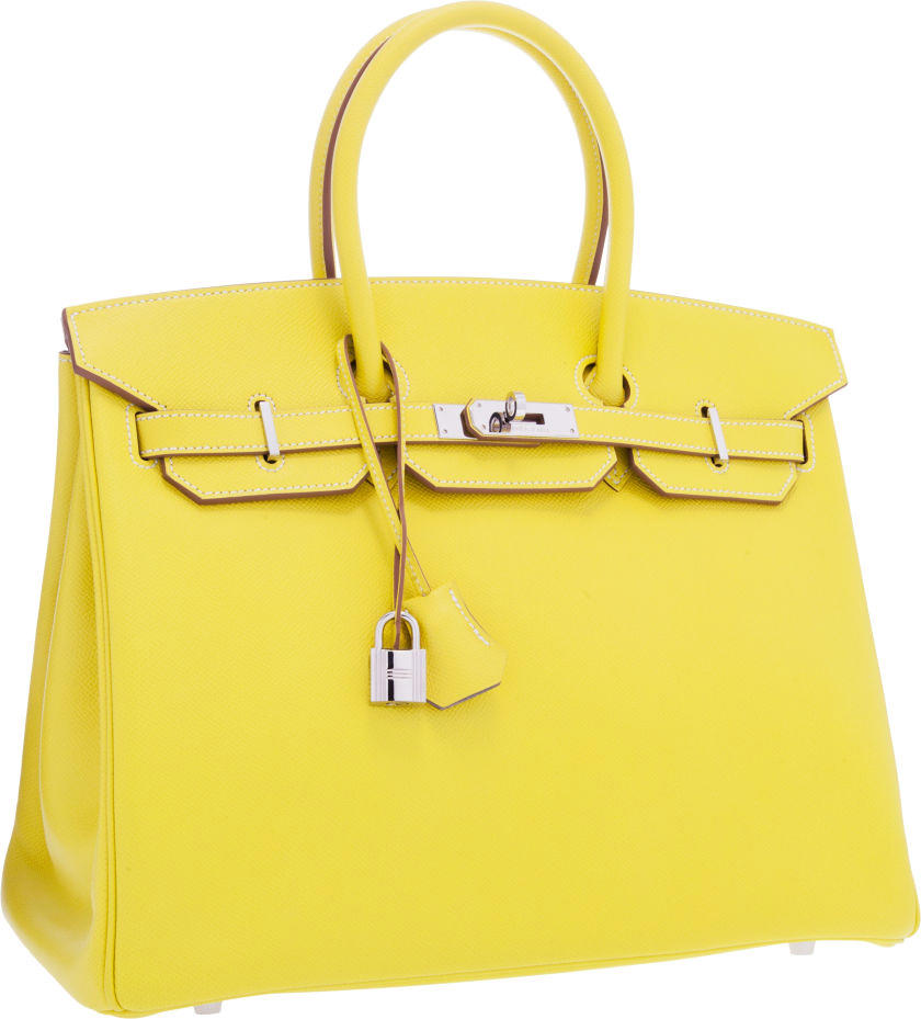 Hermes Limited Edition Candy Collection 35cm Lime & Gris Perle Epsom Leather Birkin Bag