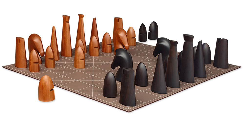 Hermes Samarcande Wood and Leather Chess Set