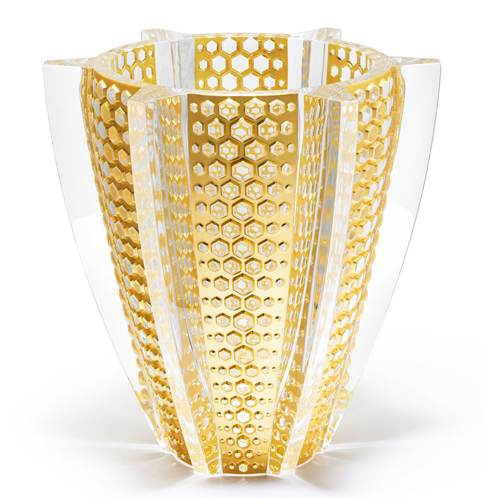Lalique Gold Leaf Rayons Vase