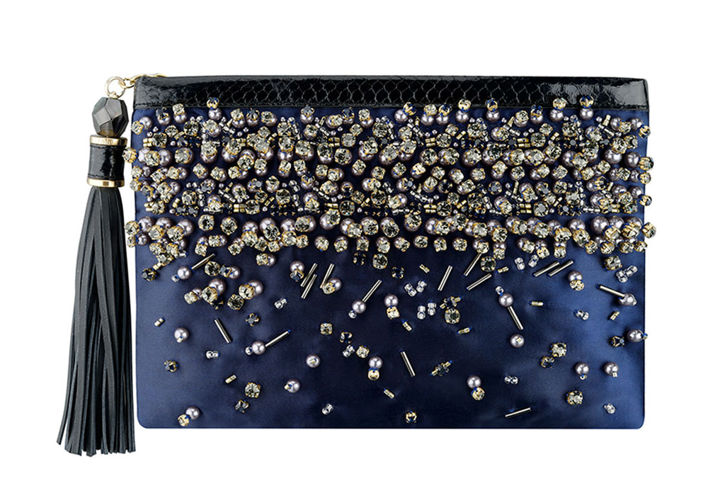 Rafe Celia Large Beaded Satin Clutch