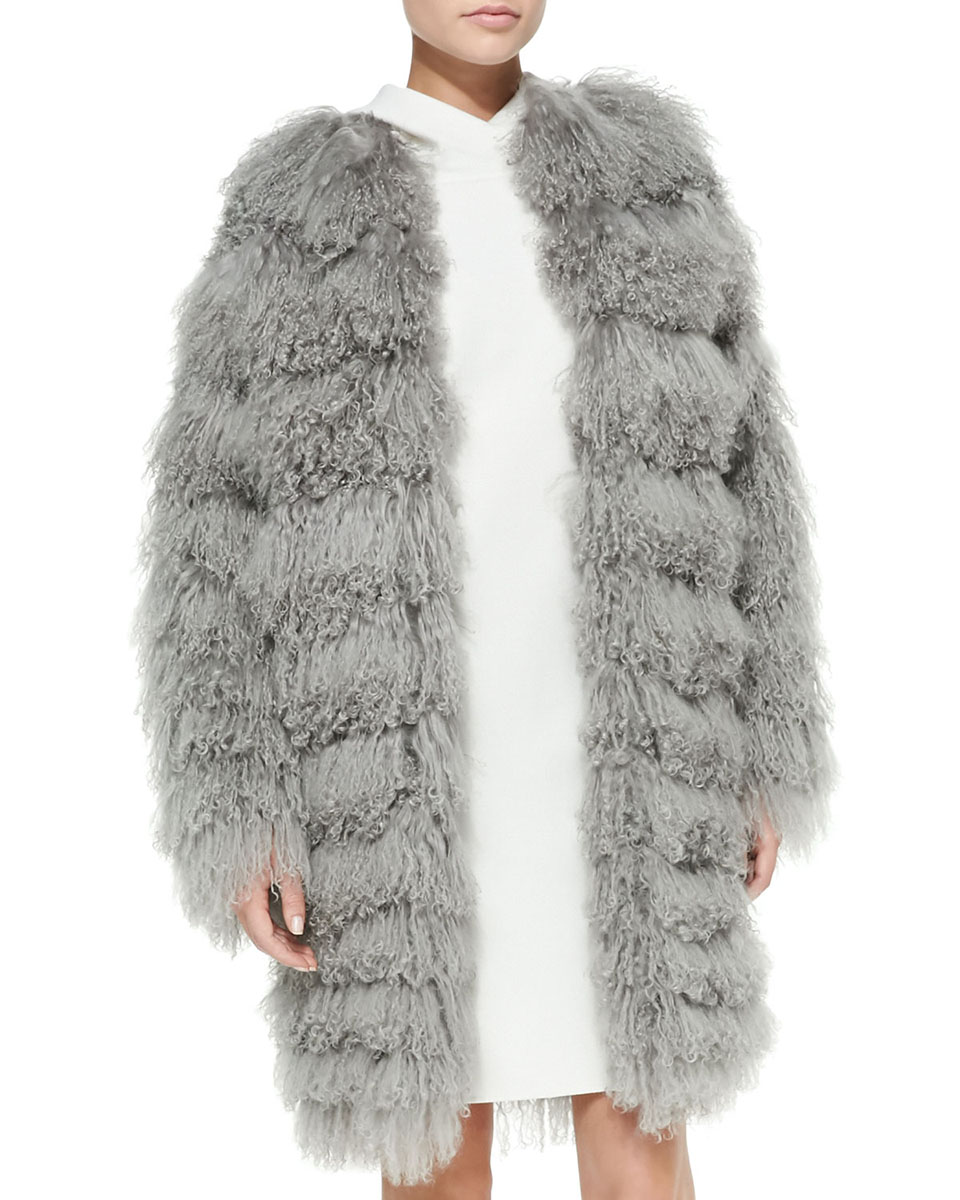 Ralph Lauren Collection Veronica Tiered Shearling Fur Coat