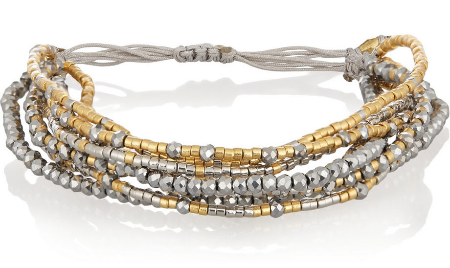 Chan Luu Gold-Plated Bead Crystal and Satin Bracelet
