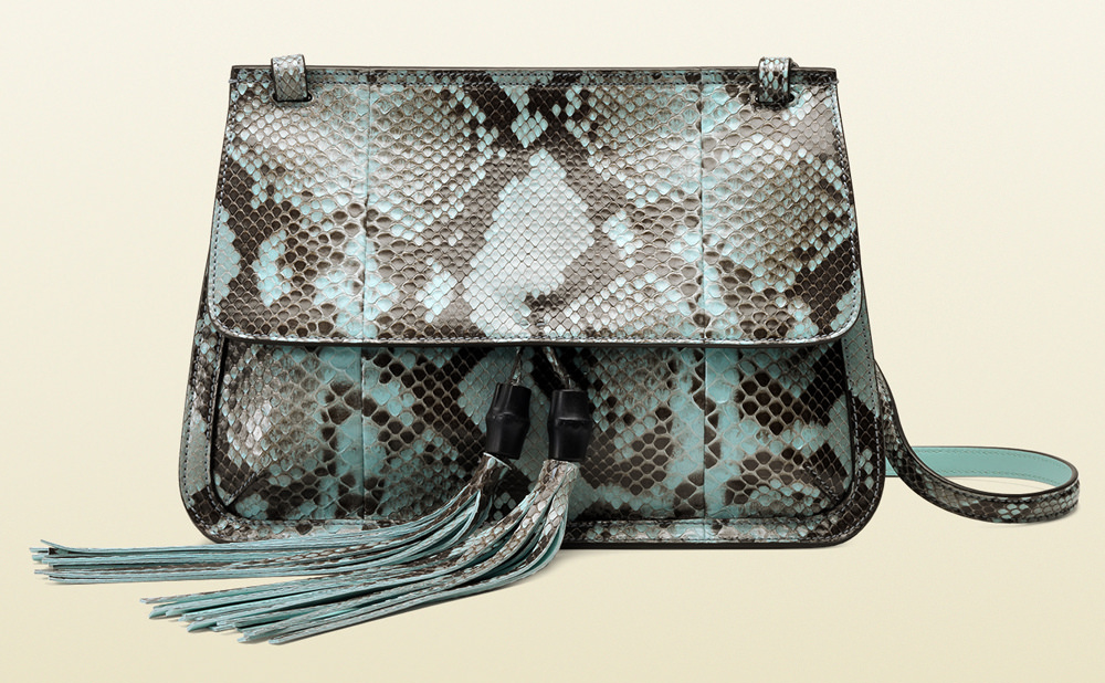 Gucci Bamboo Daily Python Flap Shoulder Bag