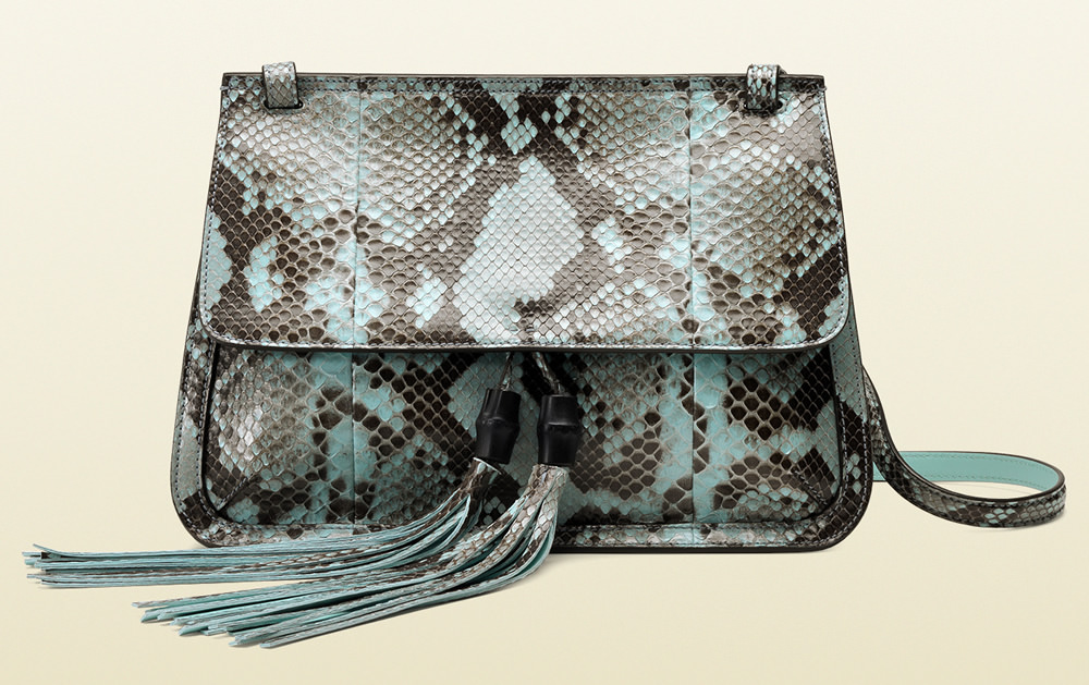 Gucci Bamboo Daily Python Flap Shoulder Strap