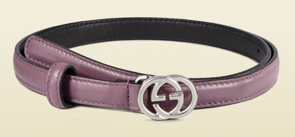 Gucci Leather Skinny Belt with Interlocking G Buckle