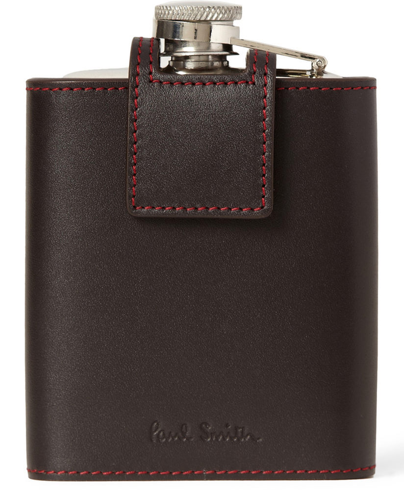 Paul Smith Leather-Cased Steel Hip Flask