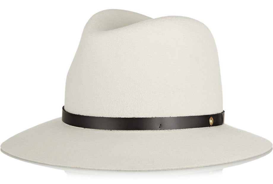 Rag & Bone Leather-trimmed Wool Fedora