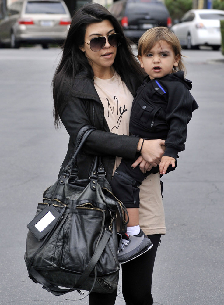 Kourtney kardashian and son Mason seen in Calabasas, CA.