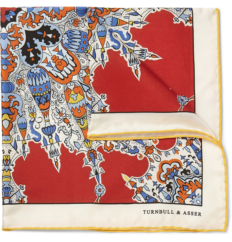 Turnbull & Asser Printed Silk Pocket Square