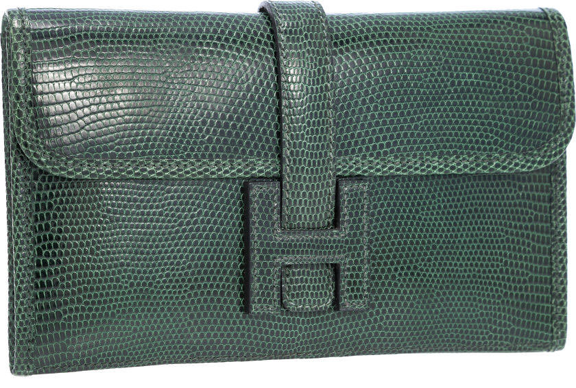 Hermes-Jige-Clutch-Vert-Fonce-Lizard