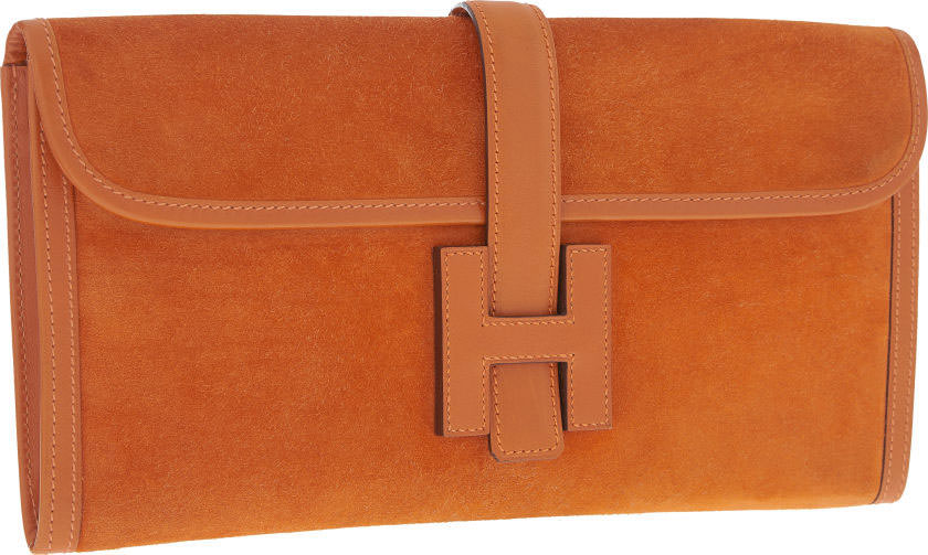 Hermes-Jige-PM-Clutch-Orange-H-Veau-Doblis-Suede