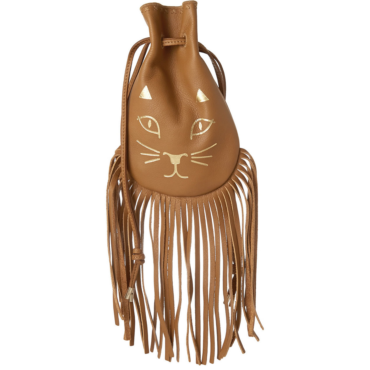 Charlotte Olympia Kitty Fringed Leather Pouch
