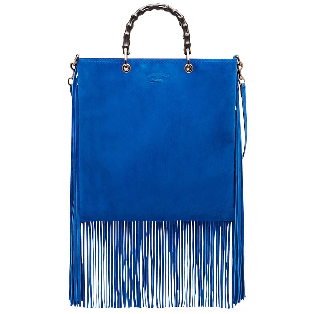 Gucci Bamboo Suede Fringe Shopper Tote Bag